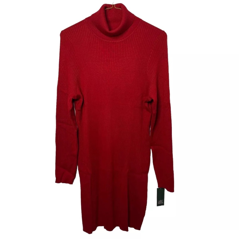 Wild Fable Women’s Red Turtleneck Soft Long Sleeve Ribbed Mini Sweater Dress NEW